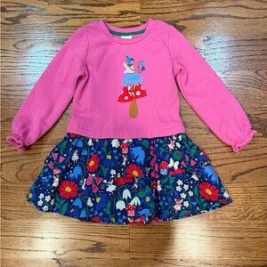 Mini Boden Fairy Sweatshirt Dress - Pink Long Sleeve Top with Floral Skirt